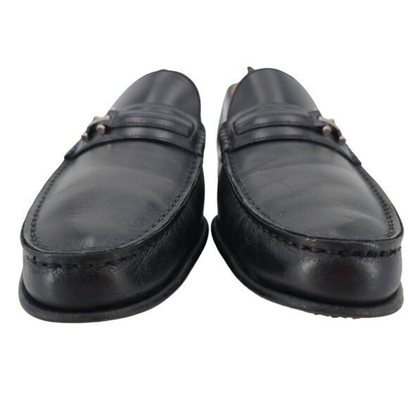 A. Testoni Mens Black Leather Bit Loafers Size 8.5 Italian Dress Shoes Classic V - Picture 7 of 12